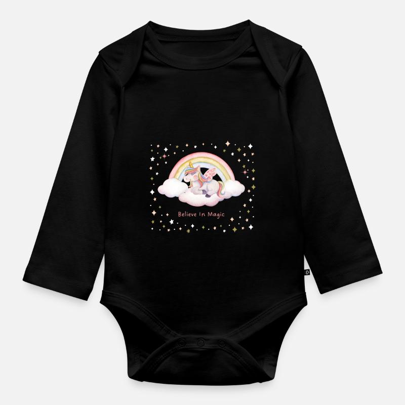 Unicorn - Baby Bio-Langarm-Body - Schwarz