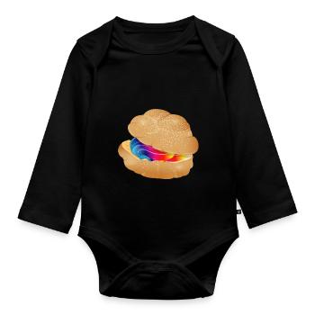 Illustration d’une bouffée à la crème colorée - Body Bébé bio manches longues - noir - Devant
