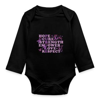 Epilepsy Warrior Purple Ribbon Epilepsy Awareness - Organic Longsleeve Baby Bodysuit - black - Front