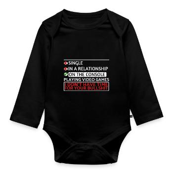 On the console geekin - Organic Longsleeve Baby Bodysuit - black - Front