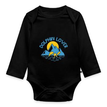 DOLPHINS LOVE - Organic Longsleeve Baby Bodysuit - black - Front