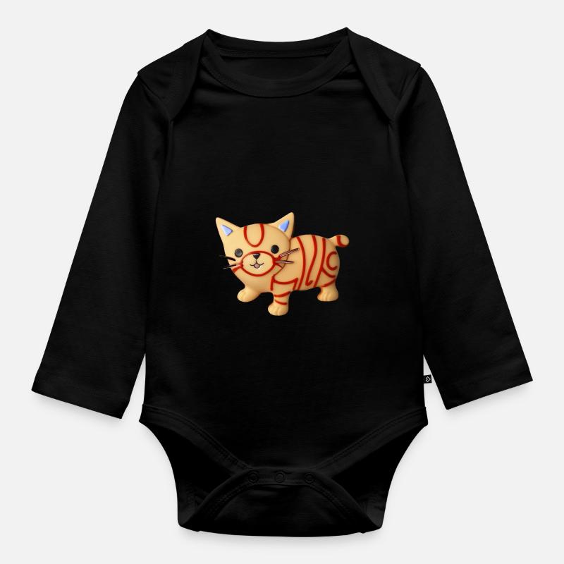 Dear nice cat - Organic Longsleeve Baby Bodysuit - black