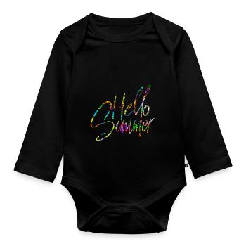 Hello Summer - Baby Bio-Langarm-Body - Schwarz - Vorne