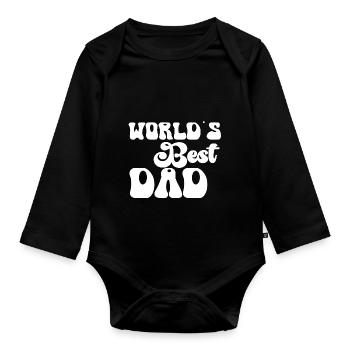 Herren Bester Papa Der Welt vater Vatertag suger - Baby Bio-Langarm-Body - Schwarz - Vorne