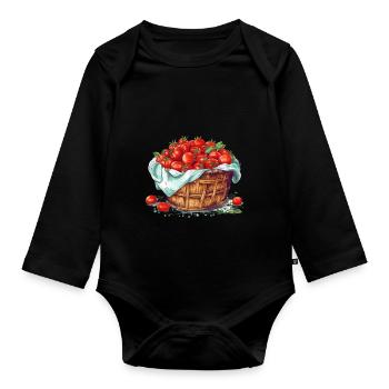 Ein Korb gefüllt mit Tomaten, transparent - Baby Bio-Langarm-Body - Schwarz - Vorne