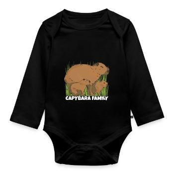Famille Capybara Mère Enfants - Body Bébé bio manches longues - noir - Devant