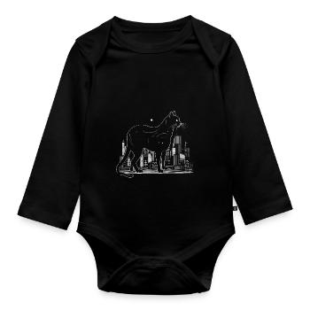 Katze Großstadt weiß Geschenk - Baby Bio-Langarm-Body - Schwarz - Vorne