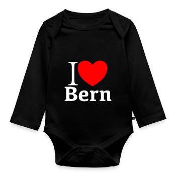 j’aime Berne - Body Bébé bio manches longues - noir - Devant