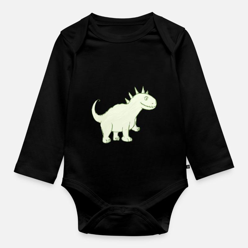Freundlicher Dinosaurier - Baby Bio-Langarm-Body - Schwarz