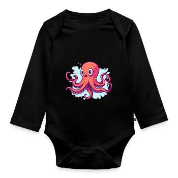 Squid - Organic Longsleeve Baby Bodysuit - black - Front