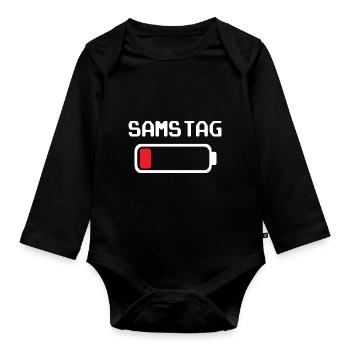 Samstag Batterie leer Design - Baby Bio-Langarm-Body - Schwarz - Vorne