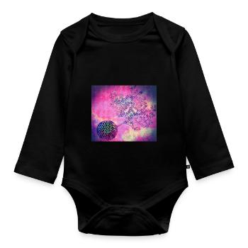 Persian Tree of Life No. 3 - Organic Longsleeve Baby Bodysuit - black - Front