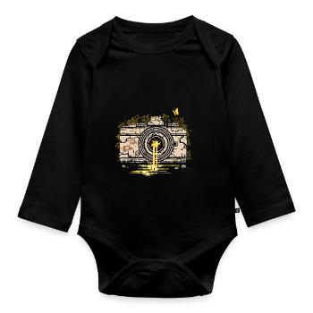 Camera ruins - Organic Longsleeve Baby Bodysuit - black - Front