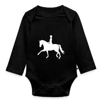 Dressurpferd - Baby Bio-Langarm-Body - Schwarz - Vorne