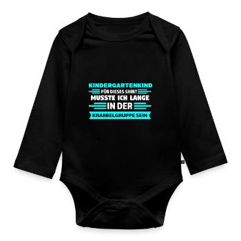 Kindergarten Anfang Kita-Kind Geschenk - Baby Bio-Langarm-Body - Schwarz - Vorne