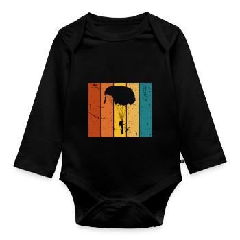 Vintage Geschenk Fallschirm - Baby Bio-Langarm-Body - Schwarz - Vorne