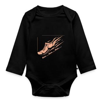 Run... Run... Run... - Baby Bio-Langarm-Body - Schwarz - Vorne