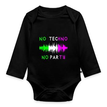 Pas de techno pas de citation de musique de fête - Body Bébé bio manches longues - noir - Devant