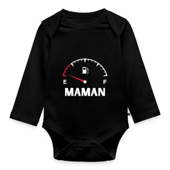 Maman papa bébé assortis - Body Bébé bio manches longues - noir - Devant