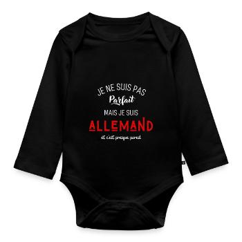 Pas parfait mais allemand - Body Bébé bio manches longues - noir - Devant