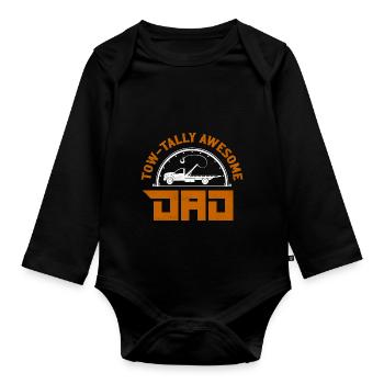 Tow-Tally Awesome Dad Trucking Tow Truck Driver - Baby Bio-Langarm-Body - Schwarz - Vorne