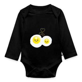 spiegeleier love - Baby Bio-Langarm-Body - Schwarz - Vorne