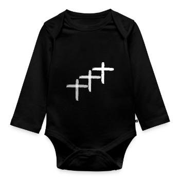 Cross 3 white - Organic Longsleeve Baby Bodysuit - black - Front
