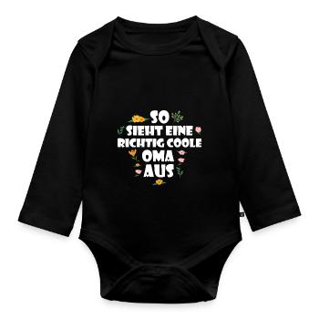So Ssieht eine richtig Coole Oma aus - Baby Bio-Langarm-Body - Schwarz - Vorne