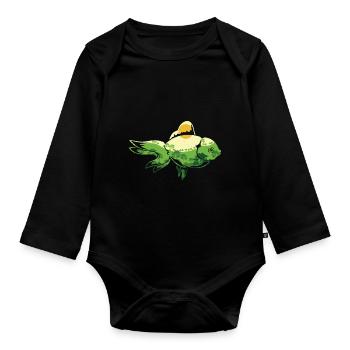 Nature Landscape Fishing Gift Cute Fish - Organic Longsleeve Baby Bodysuit - black - Front