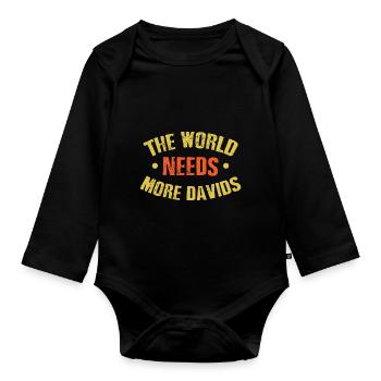The World Needs More Davids - Organic Longsleeve Baby Bodysuit - black - Front