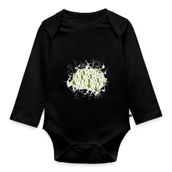 Hippy Dove of Peace Sayings Bird Green 60s Funny - Organic Longsleeve Baby Bodysuit - black - Front