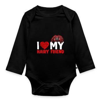 J’aime ma petite amie poilue propriétaire de tarentule - Body Bébé bio manches longues - noir - Devant