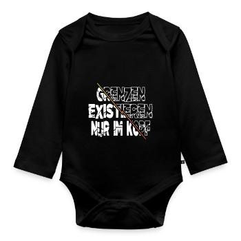 geschenkidee männchen humor geburtstag board - Baby Bio-Langarm-Body - Schwarz - Vorne