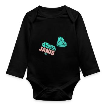 Geschenk für Janis - Baby Bio-Langarm-Body - Schwarz - Vorne