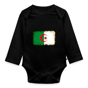 Gift for Algeria - Organic Longsleeve Baby Bodysuit - black - Front