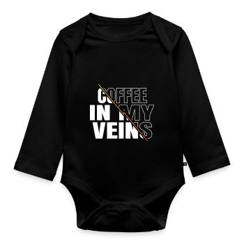 funny coffee lover jokes cool present coffeebean - Baby Bio-Langarm-Body - Schwarz - Vorne