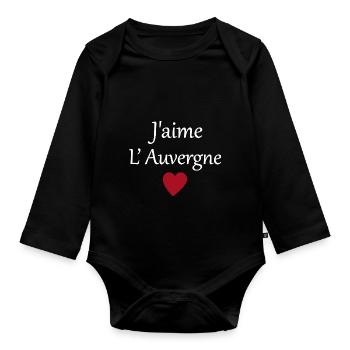 J'aime l'auvergne - Body Bébé bio manches longues - noir - Devant