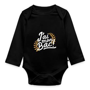 J'ai mon bac - Body Bébé bio manches longues - noir - Devant