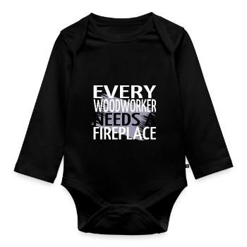syndicat ébéniste menuisier menuisier - Body Bébé bio manches longues - noir - Devant