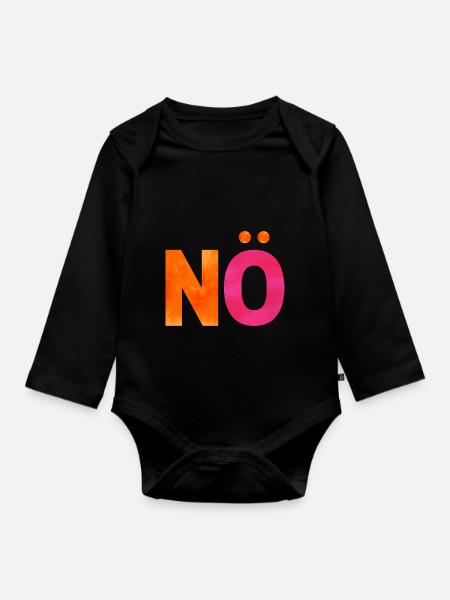 NÖ. Ein Shirt, ein Wort. - Baby Bio-Langarm-Body - Schwarz