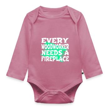 wood woodworking lumberjack present idea - Baby Bio-Langarm-Body - Mauve - Vorne