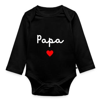 Daddy Heart - Organic Longsleeve Baby Bodysuit - black - Front