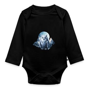 Schnee Eule - Baby Bio-Langarm-Body - Schwarz - Vorne