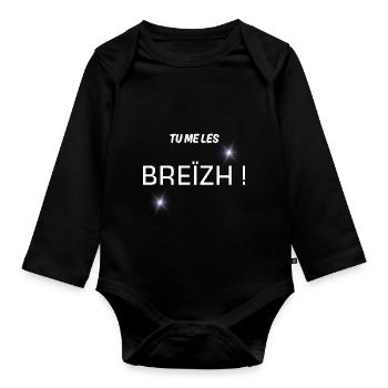 cadeau homme, humour Breton, t-shirt humoristique - Body Bébé bio manches longues - noir - Devant