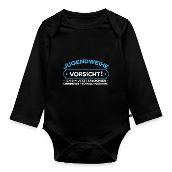 Jugendweihe Jugend Teenager Feier Geschenk - Baby Bio-Langarm-Body - Schwarz - Vorne