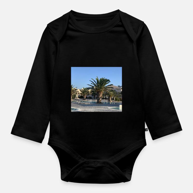 Palm tree - Organic Longsleeve Baby Bodysuit - black