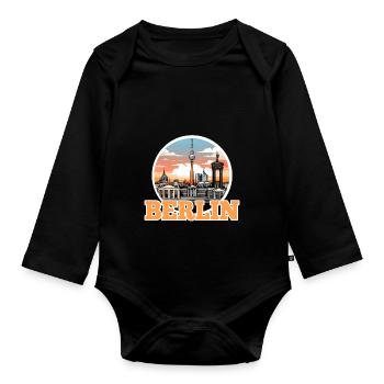 Berlin Skyline - Organic Longsleeve Baby Bodysuit - black - Front