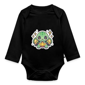 Schildkröten-Liebhaber - Baby Bio-Langarm-Body - Schwarz - Vorne