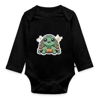 Amoureux des tortues - Body Bébé bio manches longues - noir - Devant