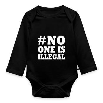 No one is illegal - Body Bébé bio manches longues - noir - Devant